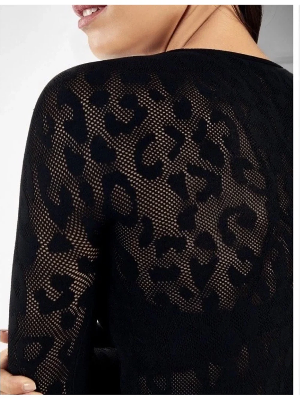 Fabletics Black 2pc Seamless Mesh Animal Print Top & Skinny Leggings XS